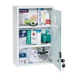 Armoire  pharmacie mtal 1 porte vitre - garnie