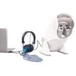 Casque audio et bouton poussoir sur socle visioclick pour visiolite