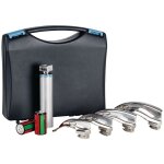 Coffret laryngoscope acier avec lumire conventionnelle et 4 lames