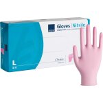 Gants roses en nitrile non poudr�s