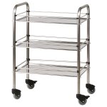 Gu�ridon m�dical inox 2 ou 3 plateaux avec galeries