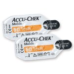 Lot de 2 cassettes tests de glycmie pour lecteur accu chek mobile