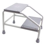 Marchepied mdical 2 marches en mtal poxy blanc