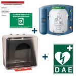 Pack dfibrillateur hs1 avec housse slim, armoire, signaltique et tiquette de maintenance