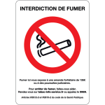 Panneau d'affichage obligatoire interdiction de fumer