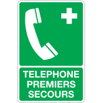 Panneau iso 7010 avec texte t�l�phone 1ers secours