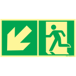 Panneau iso photoluminescent sortie de secours flche en bas  gauche