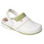 Sabot m�dical femme blanc et vert avec semelle anatomique