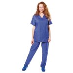 Tunique mdicale mixte bleue pour bloc opratoire tivio