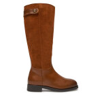 Bottes cavalires tommy hilfiger th stud leather mix long boot fw0fw08341 marron