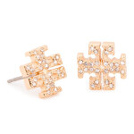 Boucles d'oreilles tory burch crystal logo stud earring 53423 or