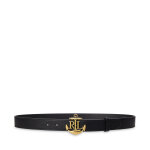 Ceinture femme lauren ralph lauren anchor - logo skinny leather belt 412957004001 noir