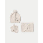 Ensemble bonnet, charpe tube et gants mayoral 10769 beige