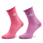 Lot de 2 paires de chaussettes hautes femme adidas semi - sheer ruffle ix7650 rose