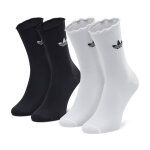 Lot de 2 paires de chaussettes hautes unisexe adidas ruffle crw 2pp hc9532 noir