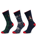 Lot de 3 paires de chaussettes hautes homme polo ralph lauren 449958861001 bleu marine