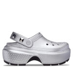 Mules / sandales de bain crocs stomp metallic clog 210362 argent