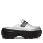 Mules / sandales de bain crocs stomp metallic loafer clog 210363 argent