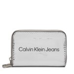 Portefeuille femme grand format calvin klein jeans sculpted med zip around mono s k60k611863 argent