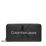 Portefeuille femme grand format calvin klein jeans sculpted mono zip around mono k60k607634 noir