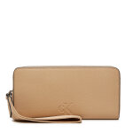 Portefeuille femme grand format calvin klein jeans zip around k60k612749 beige