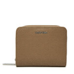 Portefeuille femme petit format calvin klein ck must medium zip around mono k60k612825 marron