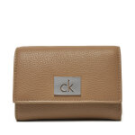 Portefeuille femme petit format calvin klein ck plaque small trifold w / zip k60k612834 gris