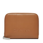 Portefeuille femme petit format calvin klein embossed logo zip md k60k612437 marron