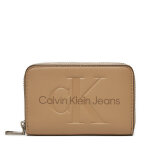 Portefeuille femme petit format calvin klein jeans zip around mono k60k612255 beige