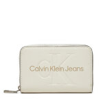 Portefeuille femme petit format calvin klein jeans zip around mono k60k612255 blanc
