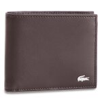 Portefeuille homme grand format lacoste large billfold & coin nh1112fg marron