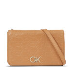 Sac  main calvin klein re - lock double gusett xbody - emb k60k611532 marron