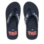 Tongs tommy jeans flip flop logo tape em0em01147 bleu marine