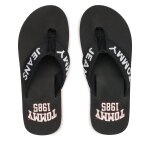 Tongs tommy jeans flip flop logo tape em0em01147 noir
