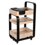 Chariot coiffeur gisele ? rangement professionnel � 3 �tag�res en fr�ne