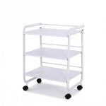 Chariot esth�tique professionnel weelko aidy blanc 3 �tag�res en bois