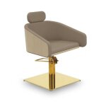 Fauteuil coiffure alya beige base carr�e inox dor� 50x50 cm ergonomique