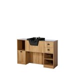 Meuble barbier auguste bois clair vasque noire