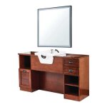 Meuble de coiffage barbier jules br 02 / 08 avec miroir carr� led et vasque blanche professionnelle