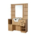 Meuble coiffeuse barbier auguste bois clair vasque blanche