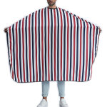 Peignoir barbier avec rayures bleu blanc rouge