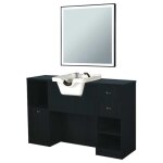 Poste de coiffage professionnel oke 9 98 / w avec miroir ciara carr� et vasque blanche