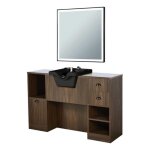 Poste de coiffage professionnel oke 9 b / b avec miroir ciara carr� et vasque noire