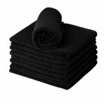 Serviette �ponge coiffure noire 100% coton - lot de 6 - 50x90