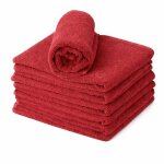 Serviette �ponge coiffure rouge 100% coton - lot de 6 - 50x90