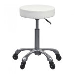 Tabouret esth�tique professionnel weelko silent fast blanc � roulettes silencieuses