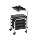 Tabouret manucure pédicure manisit noir 3 tiroirs et tablette Tabouret manucure pédicure manisit noir 3 tiroirs et tablette