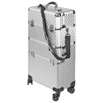Valise coiffure professionnelle integral beauty argent�e ? 2 �tages et 4 roulettes
