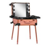 Valise esthtique maquillage professionnelle or rose