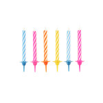 10 bougies anniversaire colors avec bobches 6 cm